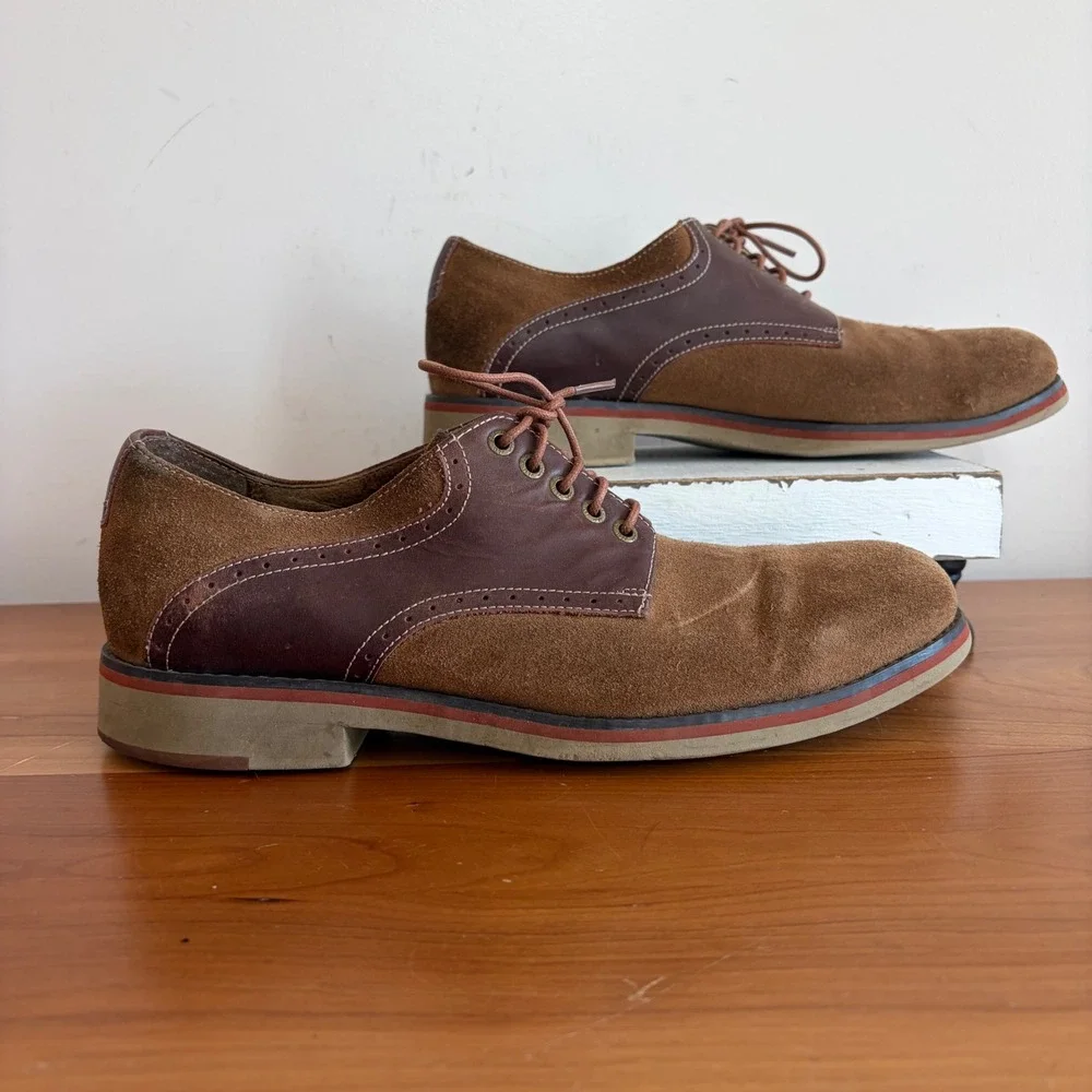 Johnston & Murphy Mens Brown Suede Leather Oxford Shoes 59-15020 Size 9M